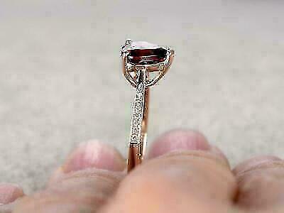 2.5 Ct Heart Cut Red Ruby Solitaire Proposal Ring 14K Rose Gold Over On 925 Sterling Silver