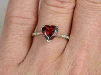 2.5 Ct Heart Cut Red Ruby Solitaire Proposal Ring 14K Rose Gold Over On 925 Sterling Silver