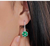 2.75 Ct Pear Cut Green Emerald 925 Sterling Silver Party Wear Floral Dangle Earrings