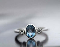 1.70 Ct Round Cut London Blue Topaz 925 Sterling Silver Three-Stone Promise Ring