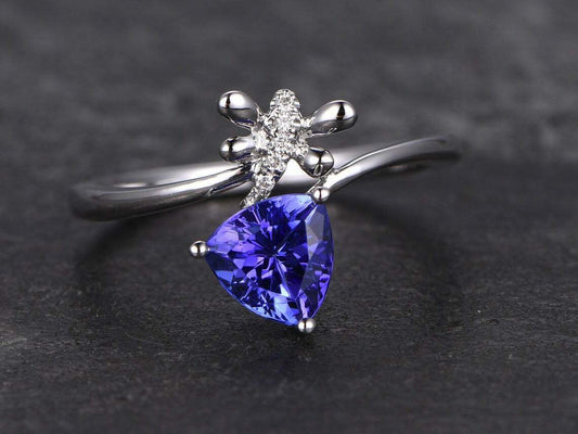 2.80 Ct Trillion Cut Blue Tanzanite Diamond 925 Sterling Silver Solitaire Ring