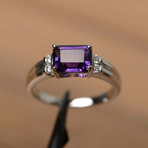 2 Ct Emerald Cut Amethyst Solitaire Classic Engagement Ring 925 Sterling Silver