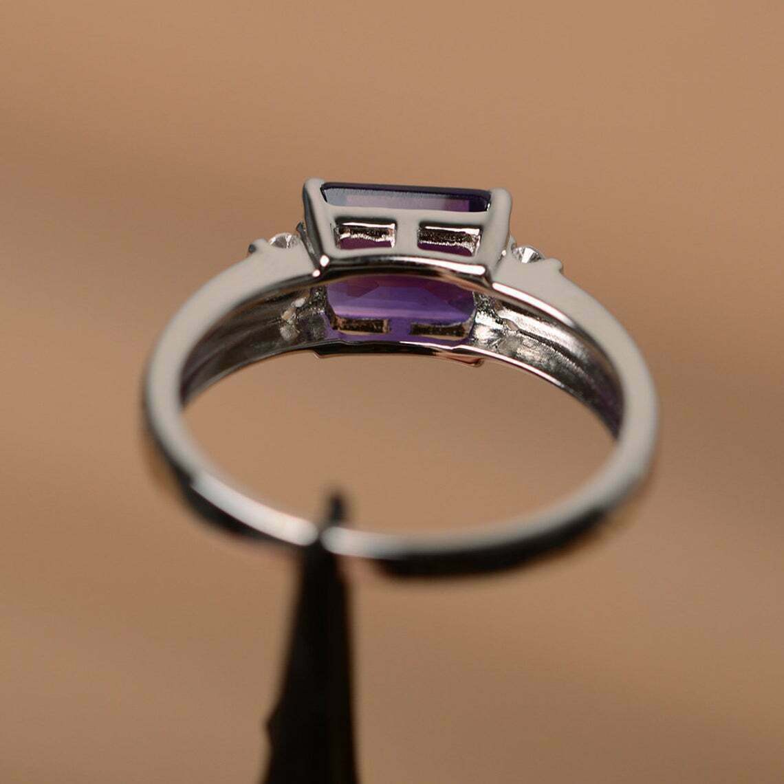2 Ct Emerald Cut Amethyst Solitaire Classic Engagement Ring 925 Sterling Silver