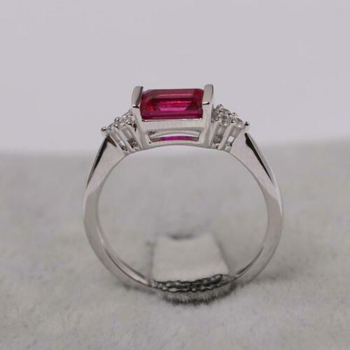 2 Ct Emerald Cut Red Ruby Solitaire Valentine Gift Ring For Her 925 Sterling Sliver - atjewels.in