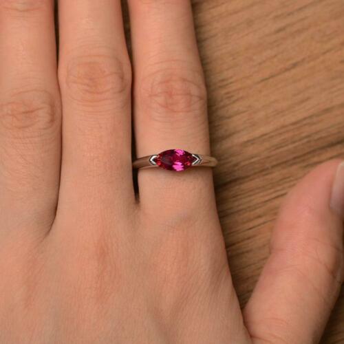 2 Ct Marquise Cut Red Ruby Solitaire Classy Valentine Ring 925 Sterling Silver