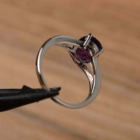 2 Ct Oval Cut Amethyst Diamond Solitaire Engagement Ring 925 Sterling Sliver