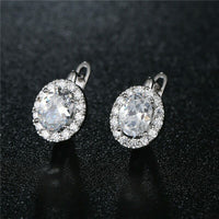 2 Ct Oval Cut Diamond Halo Stud Earrings 14k White Gold Over On 925 Sterling Silver