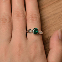 2 Ct Oval Cut Green Emerald Diamond 925 Sterling Silver Three-Stone Promise Ring