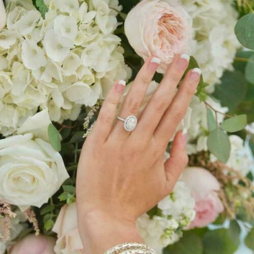 2.50 Ct Oval Cut Diamond 14K White Gold Over On 925 Sterling Silver Double Halo Engagement Ring