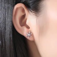 2Ct Round Cut VVS1 Diamond Snowflake Trendy Stud Earrings 925 Sterling Silver