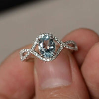 1.75 Ct Oval Cut Aquamarine 925 Sterling Silver Infinity Anniversary Gift Ring For Her