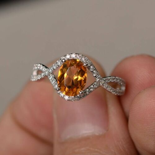 1.75 Ct Oval Cut Yellow Citrine 925 Sterling Silver Infinity Promise Ring For Her - atjewels.in
