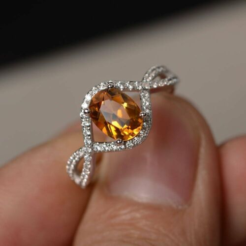1.75 Ct Oval Cut Yellow Citrine 925 Sterling Silver Infinity Promise Ring For Her - atjewels.in