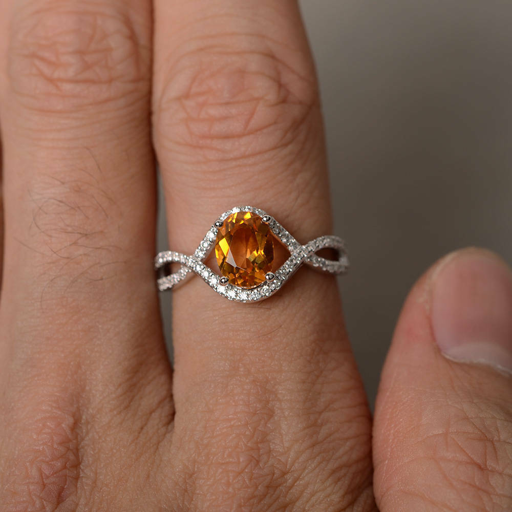 1.75 Ct Oval Cut Yellow Citrine 925 Sterling Silver Infinity Promise Ring For Her - atjewels.in