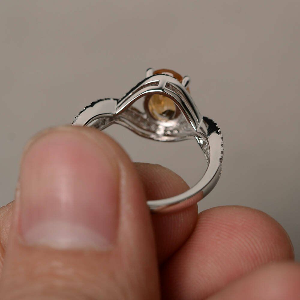 1.75 Ct Oval Cut Yellow Citrine 925 Sterling Silver Infinity Promise Ring For Her - atjewels.in