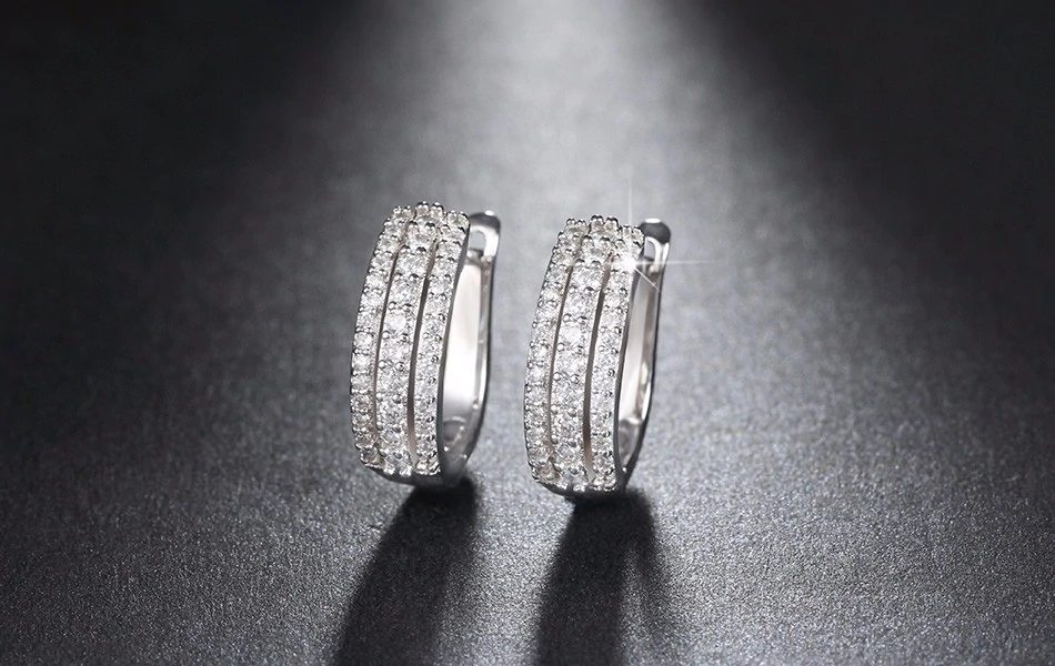 1.20 Ct Round Cut Diamond 3 Rows Vintage Women's Hoop Earrings In 925 Sterling Silver - atjewels.in