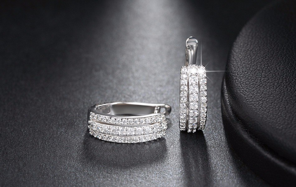 1.20 Ct Round Cut Diamond 3 Rows Vintage Women's Hoop Earrings In 925 Sterling Silver - atjewels.in