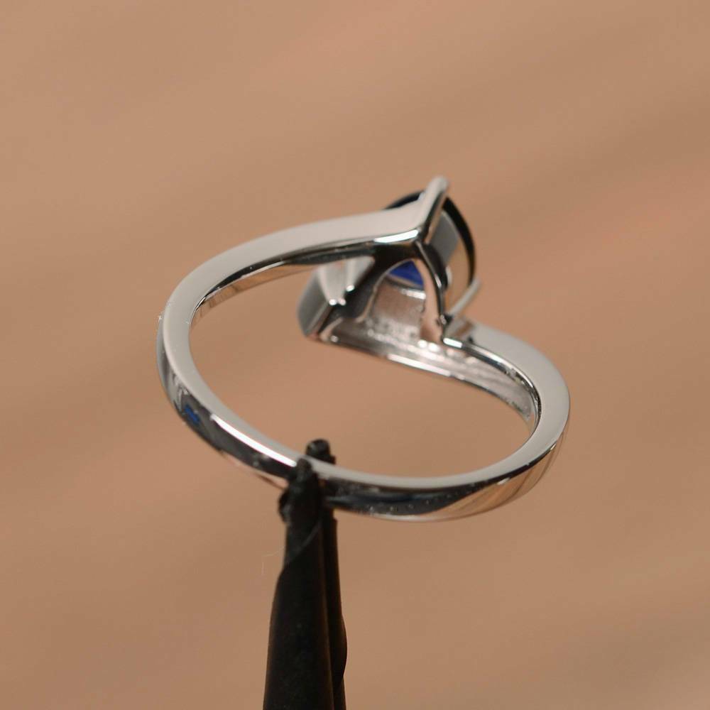 2 Ct Trillion Cut Blue Sapphire Bypass Style Engagement Ring 925 Sterling Silver