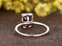 3.50 Ct Emerald Blue Tanzanite Halo Engagement Women's Ring 14K Rose Gold Over On 925 Sterling Silver