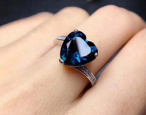 2.50 Ct Heart Cut Blue Sapphire 925 Sterling Silver Solitaire W/Accents Proposal/Love Ring