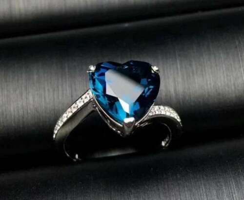 2.50 Ct Heart Cut Blue Sapphire 925 Sterling Silver Solitaire W/Accents Proposal/Love Ring
