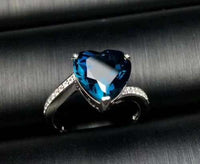 2.50 Ct Heart Cut Blue Sapphire 925 Sterling Silver Solitaire W/Accents Proposal/Love Ring