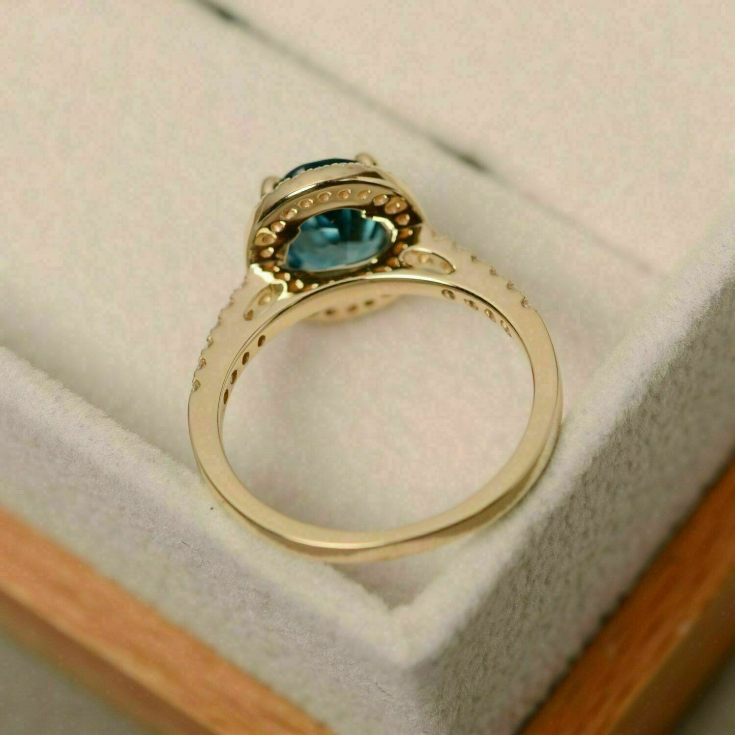 3 Ct Oval Cut London Blue Topaz 925 Sterling Silver Halo Women's Anniversary Gift Ring