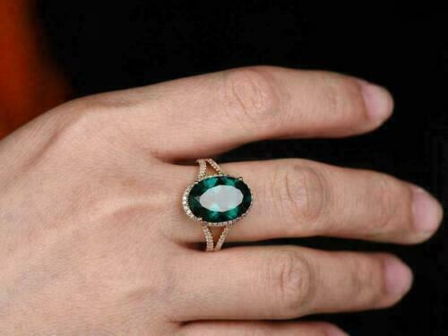 3 Ct Oval Cut Green Emerald Halo Engagement Ring For Women's 925 Sterling Silver
