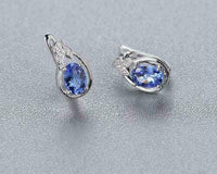 2.00 Ct Oval Cut Blue Tanzanite 925 Sterling Silver Latch Back Anniversary Gift Earrings