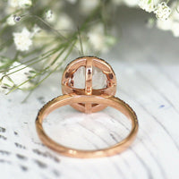 3.00 Ct Oval Peach Morganite Black Diamond Halo Engagement Ring Rose Gold Over On 925 Sterling Silver