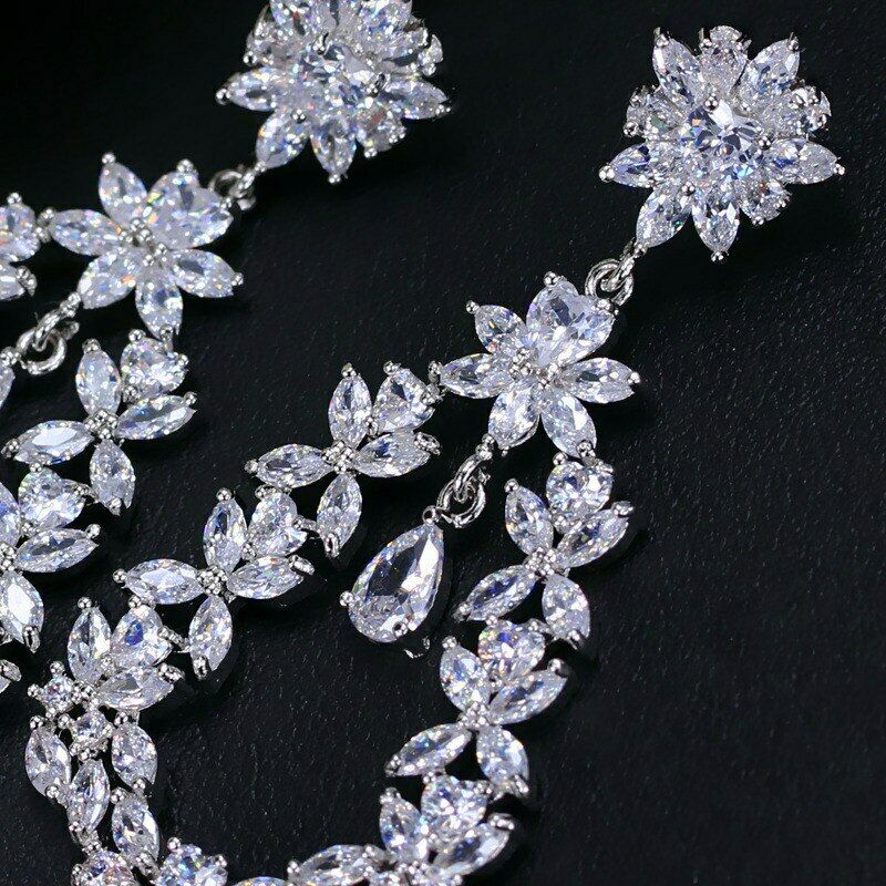 3.50 Ct Marquise Cut VVS1 Diamond Bridal Wedding Dangle Earrings In 925 Sterling Silver