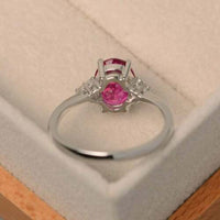 2 Ct Oval Cut Pink Ruby 925 Sterling Silver Solitaire W/Accents Engagement Ring