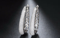 1.70 CT Round Cut Diamond Cluster Wedding Party Hoop Earrings In 925 Sterling Silver