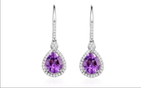 3.25 Ct Pear Cut Purple Amethyst 925 Sterling Silver Lever Back Drop/Dangle Earrings