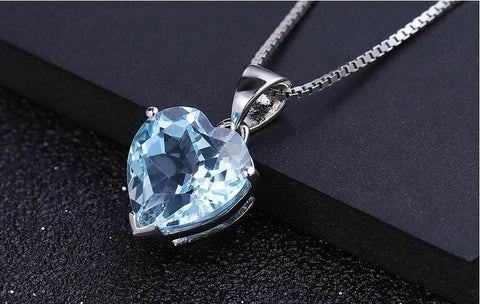 2.50 Ct Heart Cut Aquamarine Diamond 925 Sterling Silver Solitaire Love Pendant