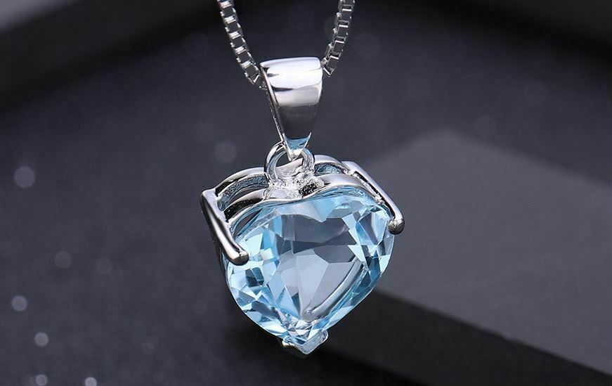 2.50 Ct Heart Cut Aquamarine Diamond 925 Sterling Silver Solitaire Love Pendant