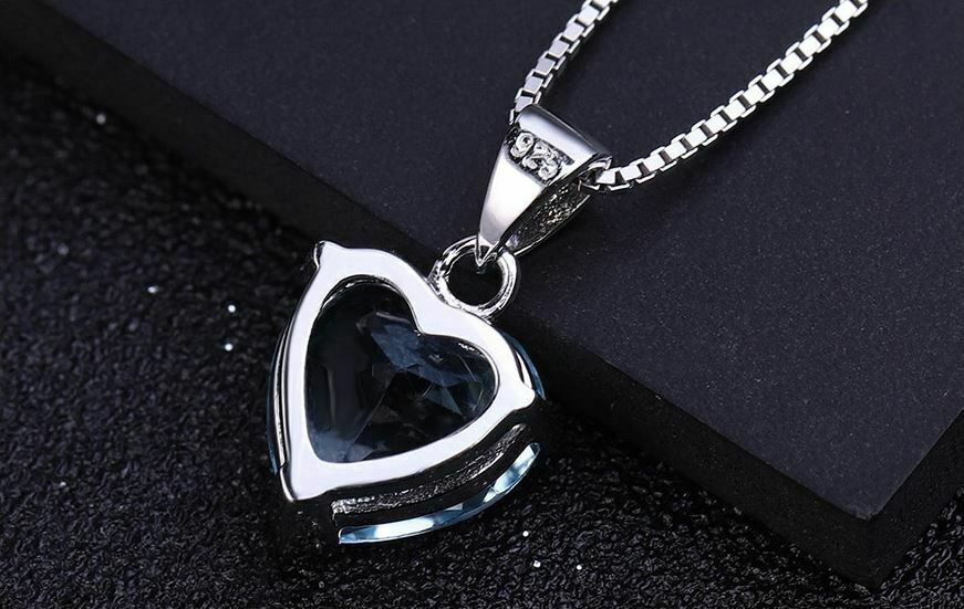 2.00 Ct Heart Cut Blue Topaz 925 Sterling Silver Solitaire Anniversary Gift Pendant For Her
