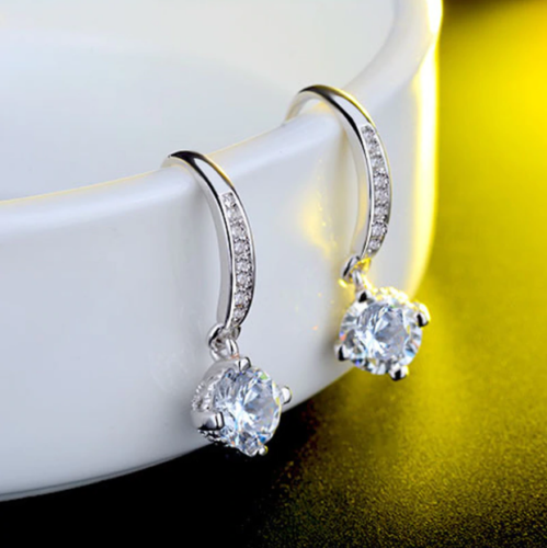 4 Ct Round Cut Attractive Drop & Dangle Earrings 925 Sterling Silver