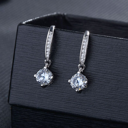 4 Ct Round Cut Attractive Drop & Dangle Earrings 925 Sterling Silver