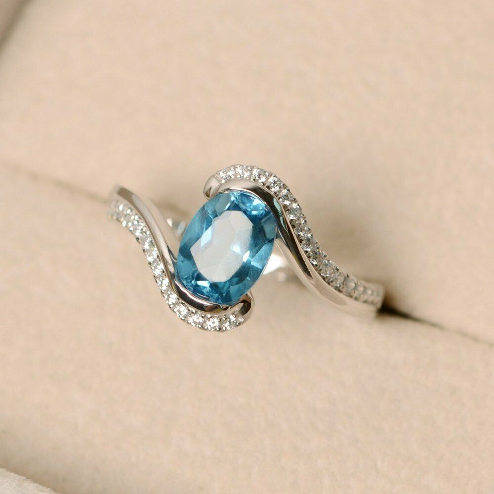 3 Ct Oval Cut Aquamarine 925 Sterling Silver Solitaire Engagement Ring