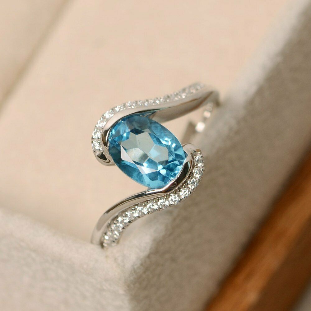 3 Ct Oval Cut Aquamarine 925 Sterling Silver Solitaire Engagement Ring