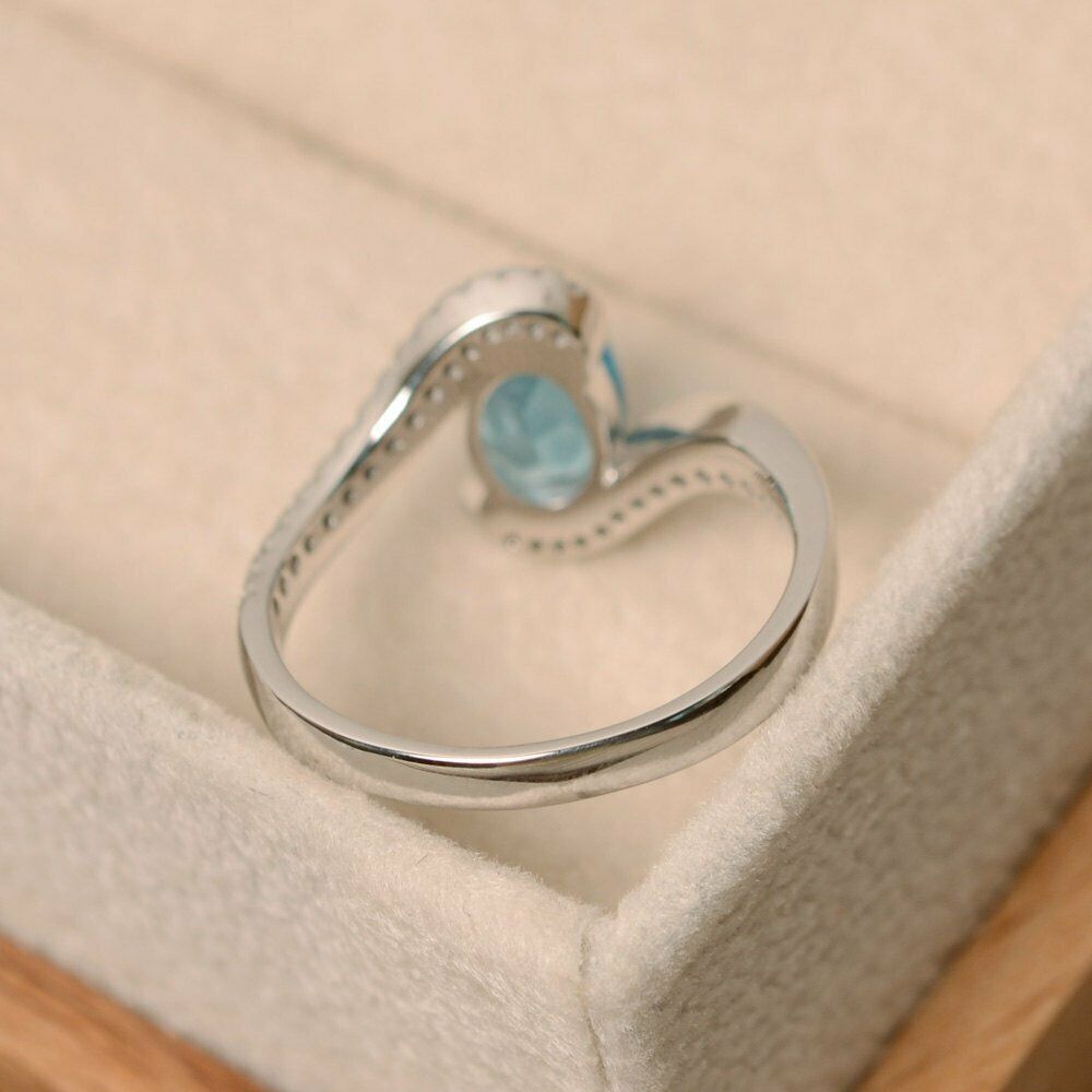 3 Ct Oval Cut Aquamarine 925 Sterling Silver Solitaire Engagement Ring
