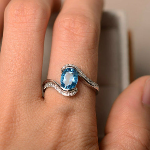 3 Ct Oval Cut Aquamarine 925 Sterling Silver Solitaire Engagement Ring