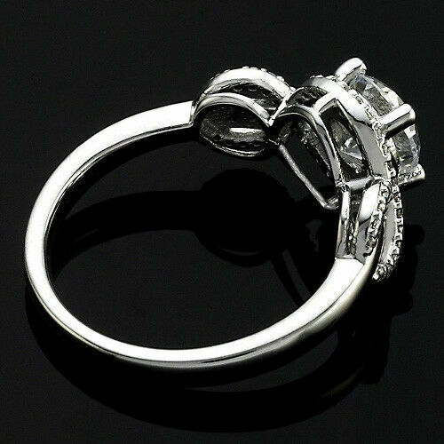 2 CT Round Cut Diamond Halo Engagement Ring 14K White Gold Over On 925 Sterling Silver