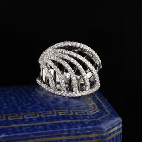 2.62 Ct Round Cut Diamond Multi Layer Wedding Ring White Gold Finish 925 Sterling Silver