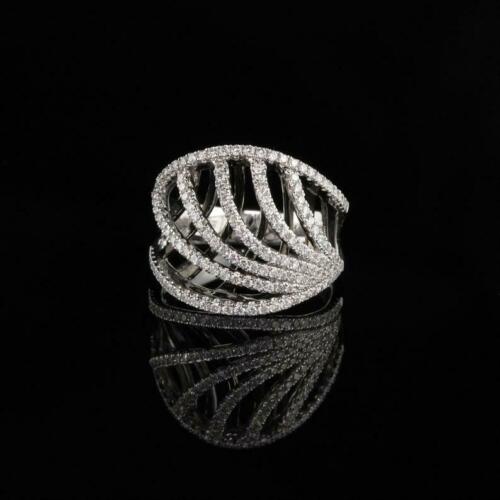 2.62 Ct Round Cut Diamond Multi Layer Wedding Ring White Gold Finish 925 Sterling Silver