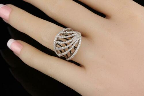 2.62 Ct Round Cut Diamond Multi Layer Wedding Ring White Gold Finish 925 Sterling Silver