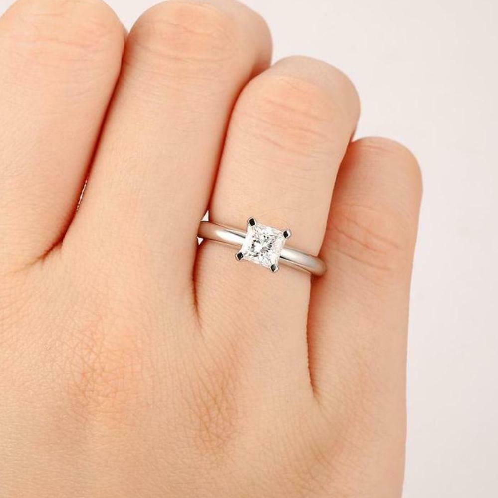 1 Ct Princess Cut Diamond 925 Sterling Silver Engagement Wedding Solitaire Ring