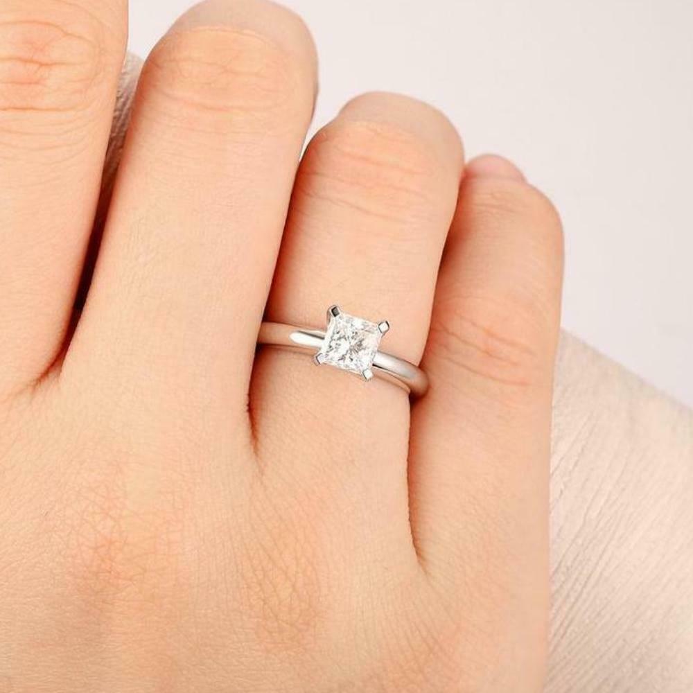 1 Ct Princess Cut Diamond 925 Sterling Silver Engagement Wedding Solitaire Ring