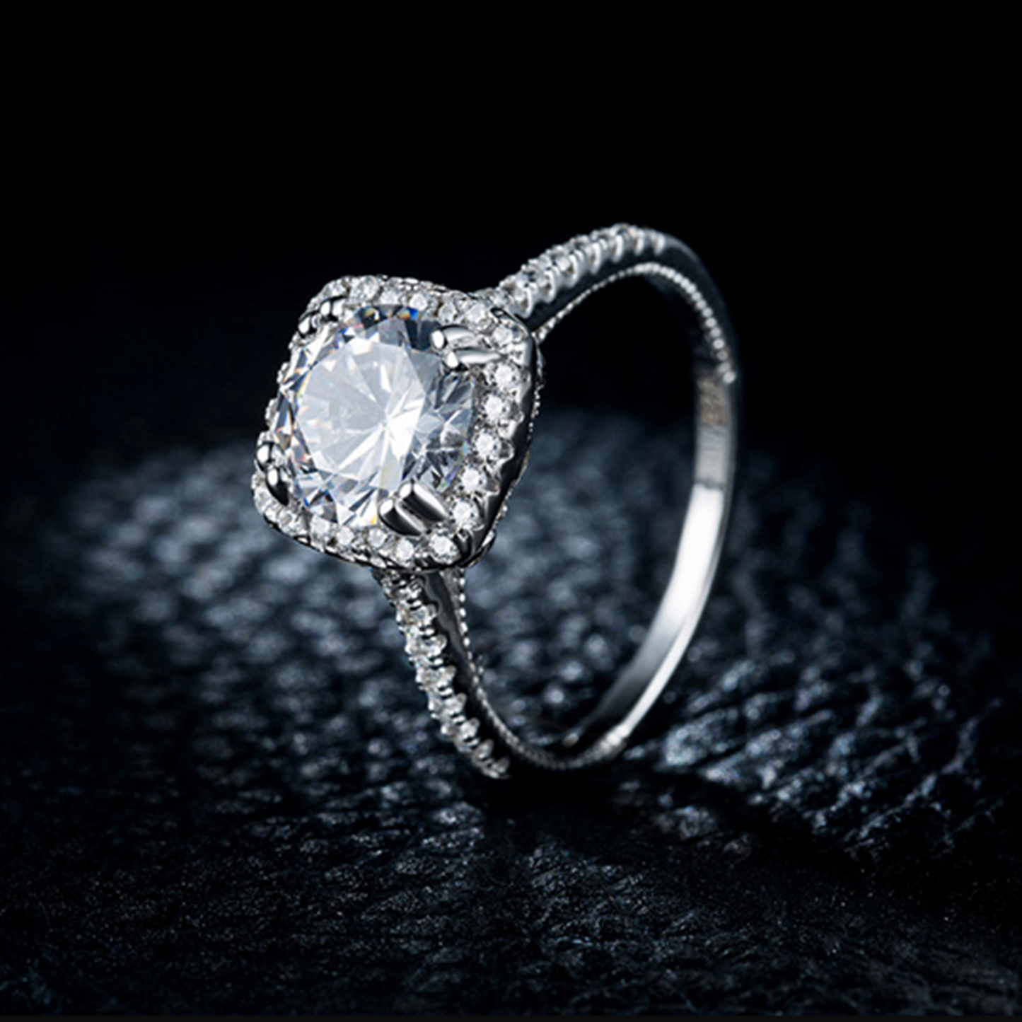 2.50 CT Round Cut Diamond Halo Wedding Ring 14K White Gold Over On 925 Sterling Silver